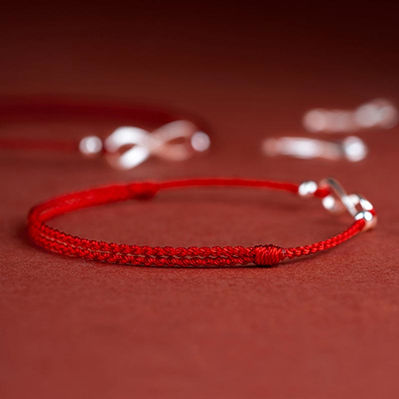 EverestArtstudios 925 Sterling Silver Endless Knot Protection Luck Red String Bracelet Anklet
