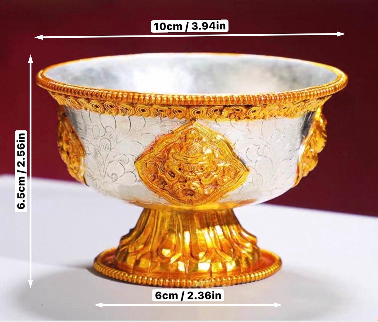 Handcrafted Nepalese Gilded Brass Offering Bowl Tibetan Buddhist Water Cup for Altar Rituals