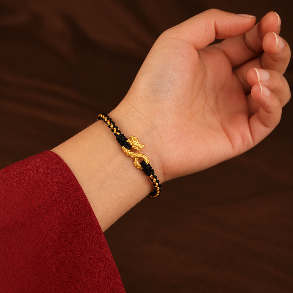 Pulsera Dragón auspicioso oro 24K
