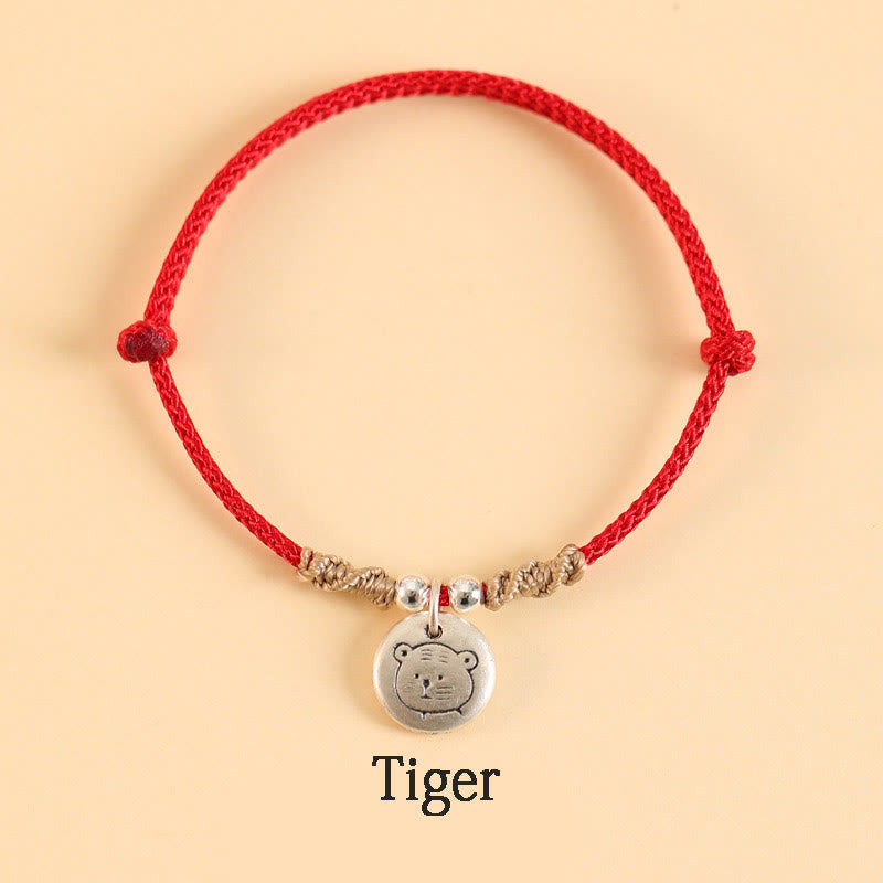 Buddha Stones Handmade 999 Sterling Silver Year of the Dragon Cute Chinese Zodiac Luck Braided Bracelet (Extra 35% Off | USE CODE: FS35)