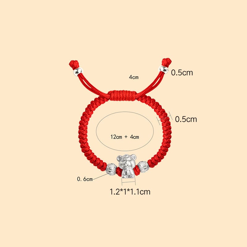 EverestArtstudios 999 Sterling Silver Chinese Zodiac Red Rope Luck Handcrafted Kids Bracelet