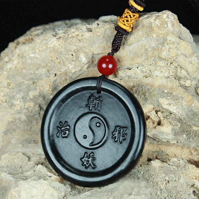 EverestArtstudios Natural Hetian Cyan Jade Yin Yang Luck Harmony Necklace Pendant