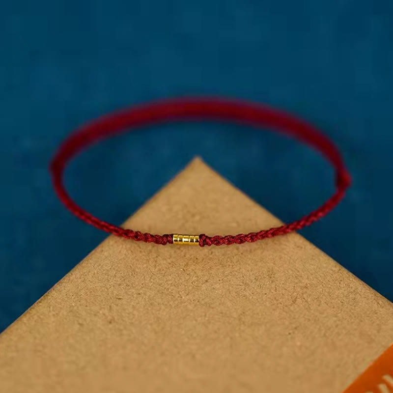 EverestArtStudios 925 Sterling Silver Auspicious Golden Bead Braided String Bracelet and Anklet
