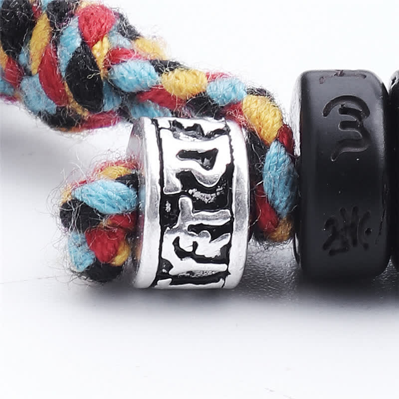 EverestArtStudios Tibetan Coconut Shell Beads Engraved Om Mani Padme Hum Mantra Happiness Bracelet