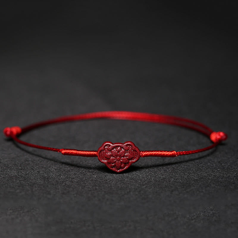 EverestArtstudios Handmade Plum Blossom Four Leaf Clover PiXiu Lotus Koi Fish Cinnabar Blessing Braid Bracelet