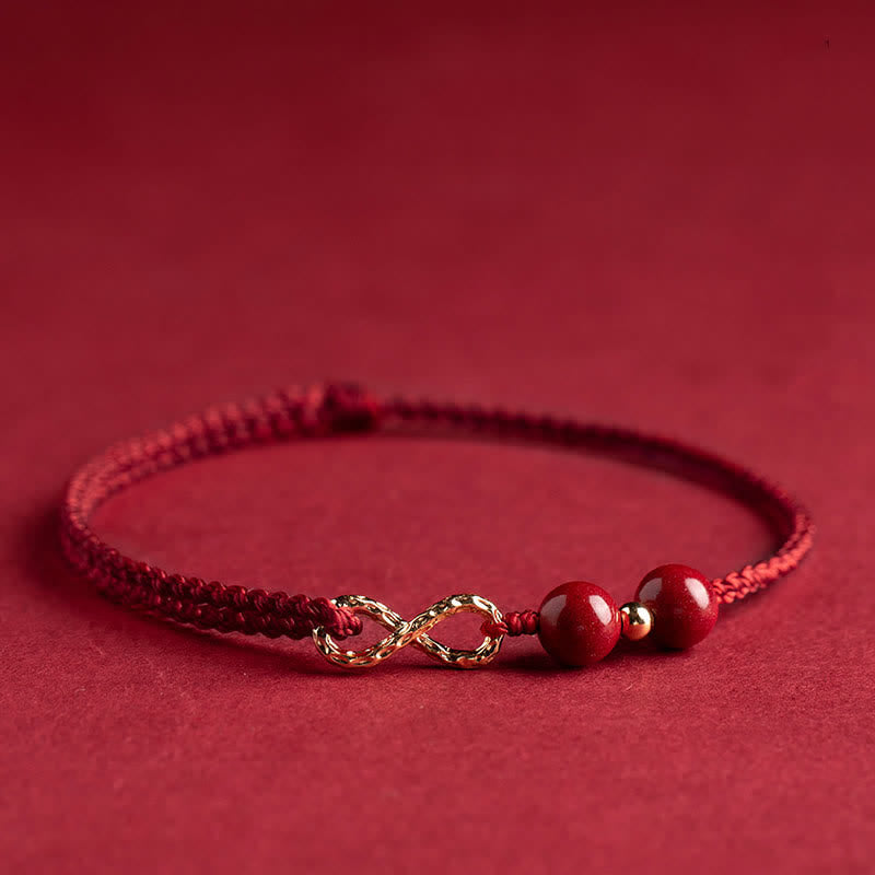 EverestArtStudios Cinnabar Blessing Red String Golden Infinity Symbol Bracelet Anklet