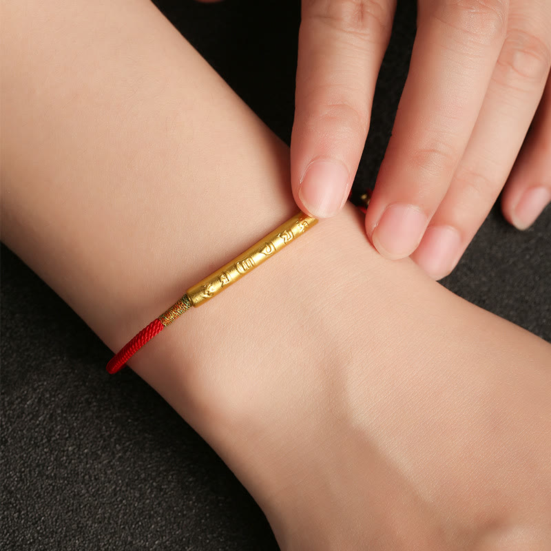 EverestArtStudios Tibetan Buddhist Handmade Mani Mantra Lucky Red String Bracelet