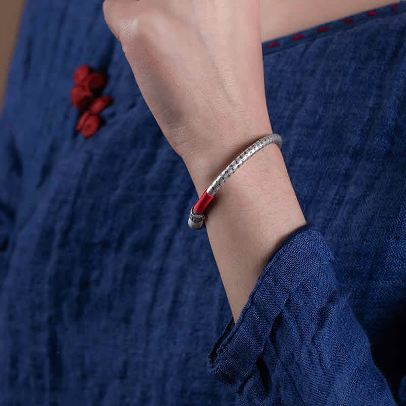 EverestArtstudios Tibet Om Mani Padme Hum Luck Red String Bracelet Bangle