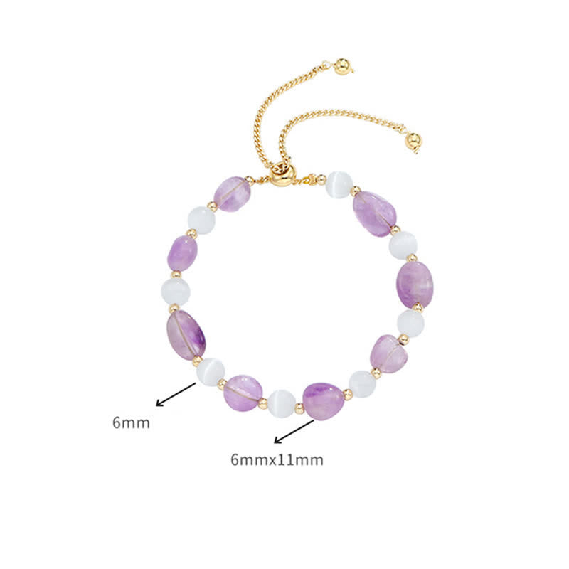 EverestArtstudios Amethyst Pink Crystal Black Rutilated Quartz Spiritual Awareness Bracelet