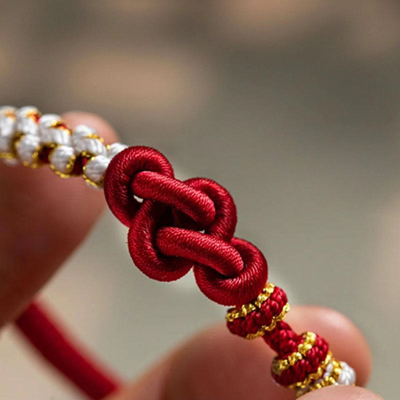 EverestArtstudios Handmade True Love Knot Peach Blossom Charm Luck Rope Bracelet