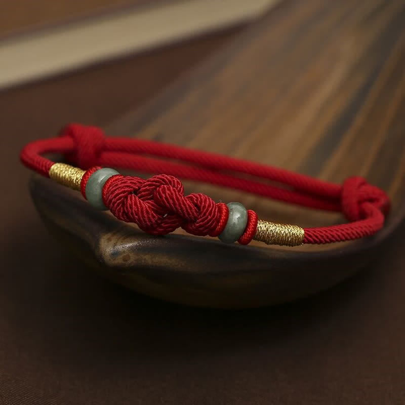EverestArtStudios Red String Jade Luck Fortune Knot Braided String Bracelet