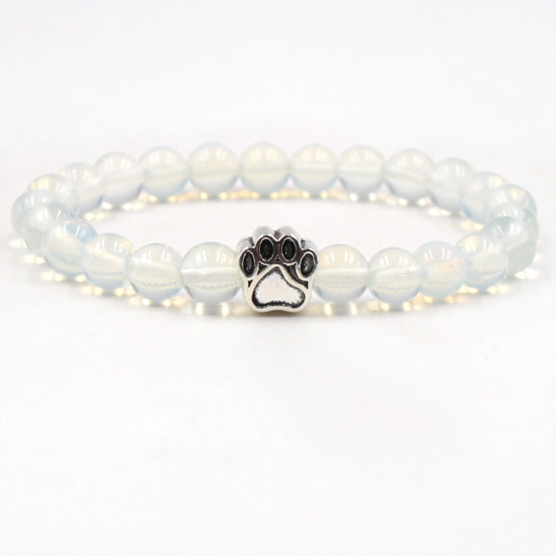 Indian Agate Green Agate Dog Paw Positive Calm Bracelet