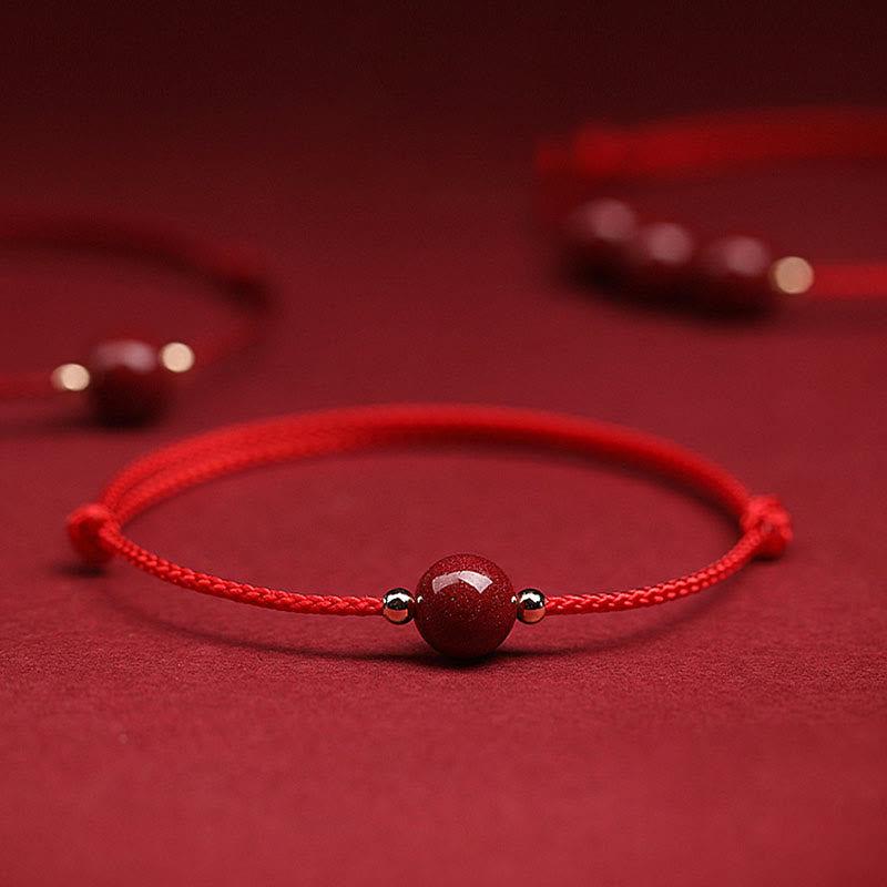 EverestArtstudios Natural Lucky Cinnabar Bead Blessing String Bracelet Anklet