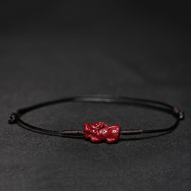 EverestArtstudios Handmade Plum Blossom Four Leaf Clover PiXiu Lotus Koi Fish Cinnabar Blessing Braid Bracelet