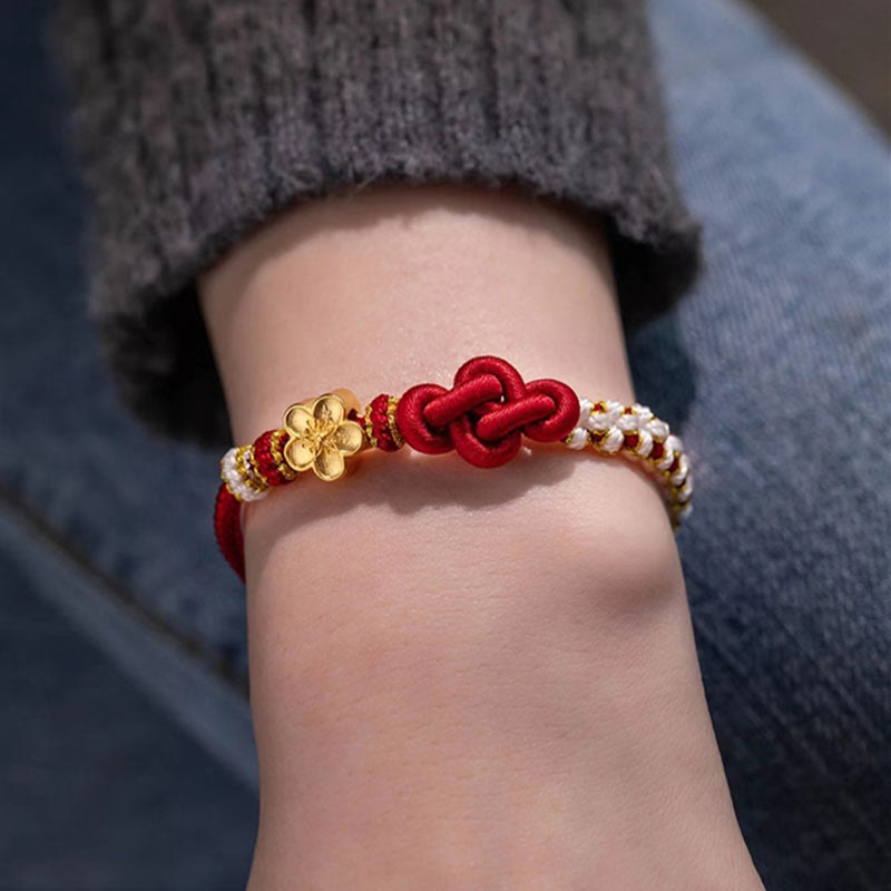 EverestArtstudios Handmade True Love Knot Peach Blossom Charm Luck Rope Bracelet