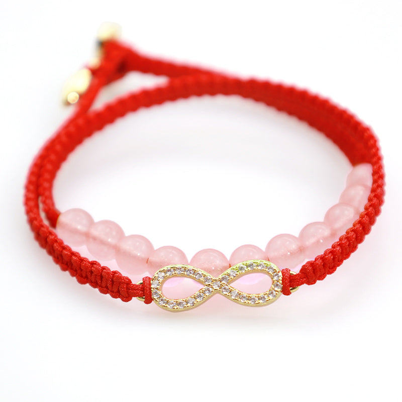 EverestArtstudios Tibetan Handmade Lotus Pink Crystal Soothing Red String Bracelet (Extra 30% Off | USE CODE: FS30)