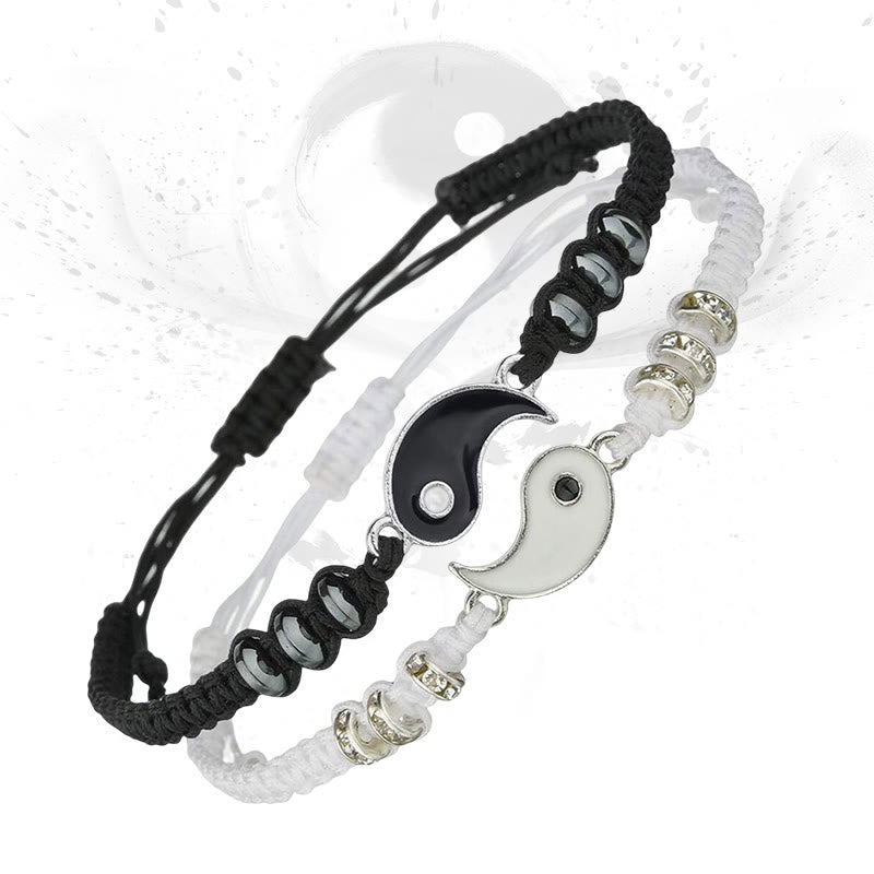 EverestArtStudios 2pcs Yin Yang Hematite Couple Bracelet