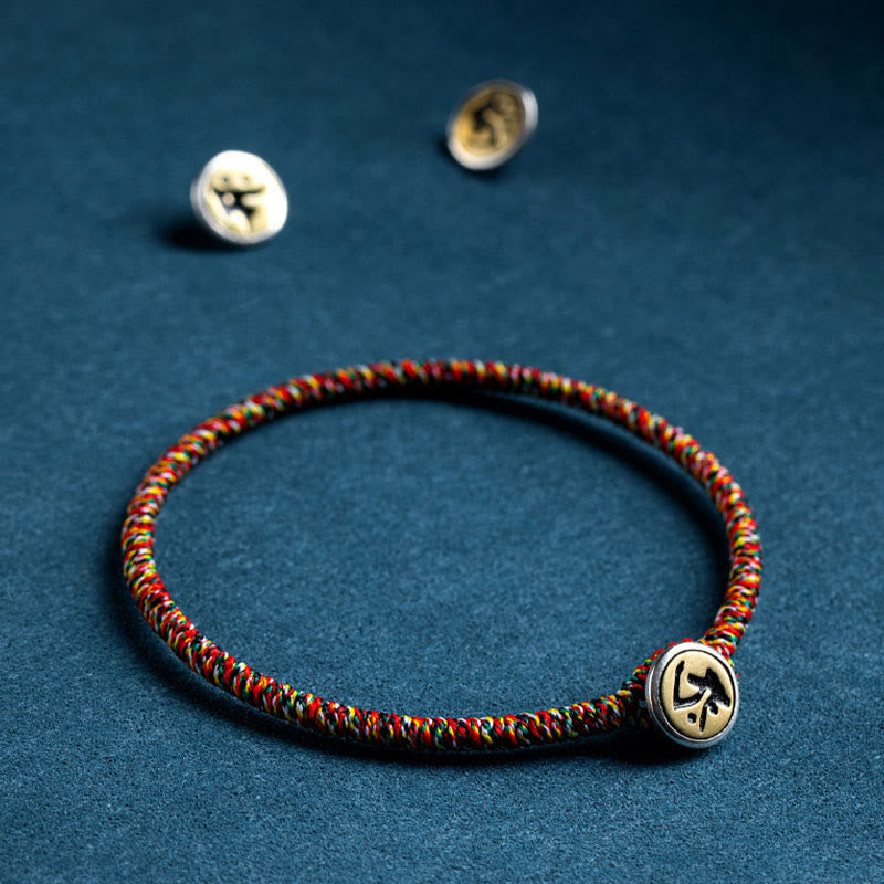 Buddha Stones Handmade 925 Sterling Silver Chinese Zodiac Protection Colorful Rope Bracelet
