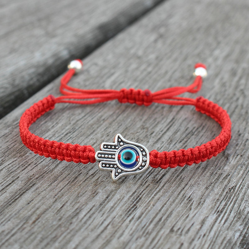 EverestArtstudios Handmade Hamsa Symbol Protection Luck String Bracelet
