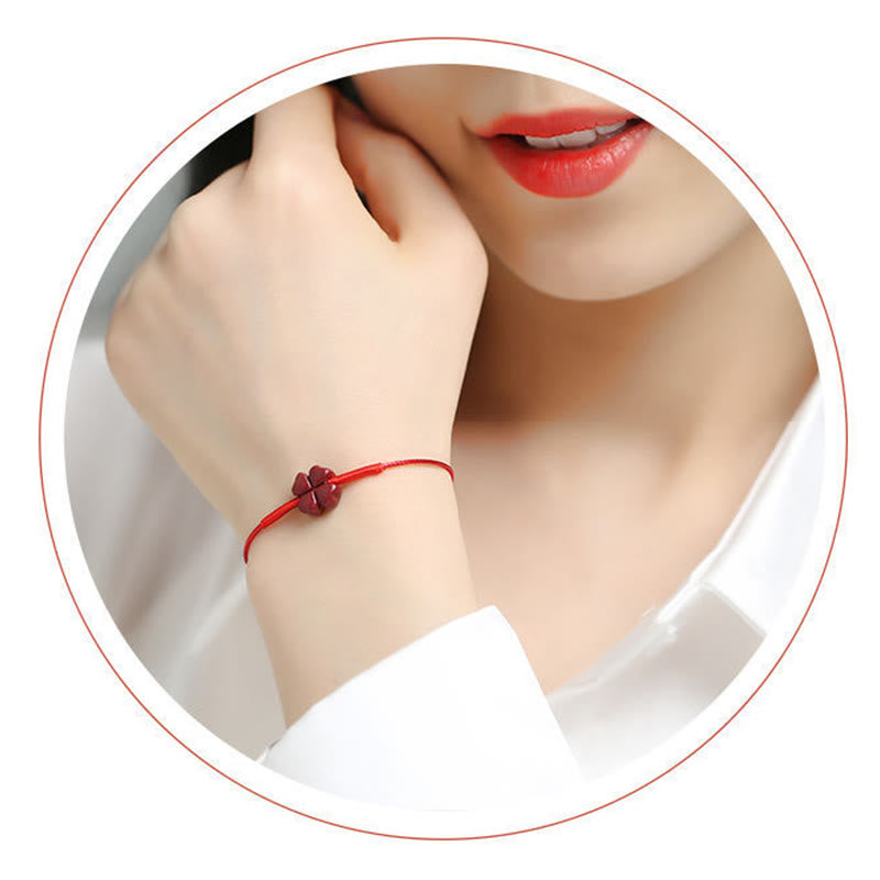 EverestArtstudios Handmade Plum Blossom Four Leaf Clover PiXiu Lotus Koi Fish Cinnabar Blessing Braid Bracelet