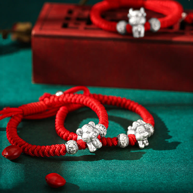 EverestArtstudios 999 Sterling Silver Chinese Zodiac Red Rope Luck Handcrafted Kids Bracelet