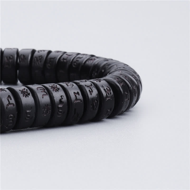 EverestArtStudios Tibetan Coconut Shell Beads Engraved Om Mani Padme Hum Mantra Happiness Bracelet