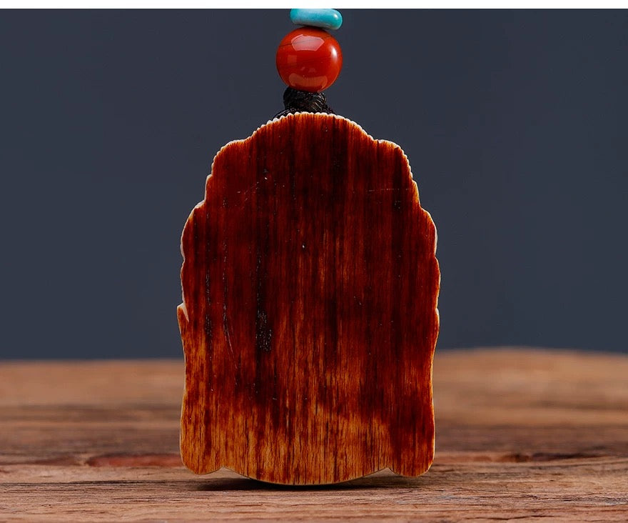 EverestArtStudios Natural Reclaimed Mammoth Ivory Guanyin Pendant, Hand Carved Buddha Head Necklace, Spiritual Amulet Gift, Meditation Jewelry