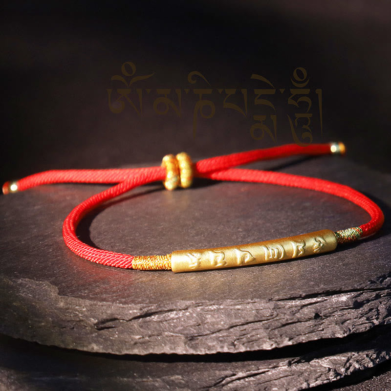 EverestArtStudios Tibetan Buddhist Handmade Mani Mantra Lucky Red String Bracelet