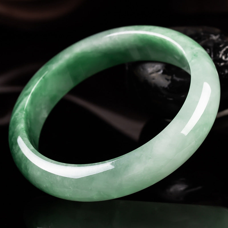 EverestArtStudios Natural Jade Fortune Blessing Bangle Bracelet
