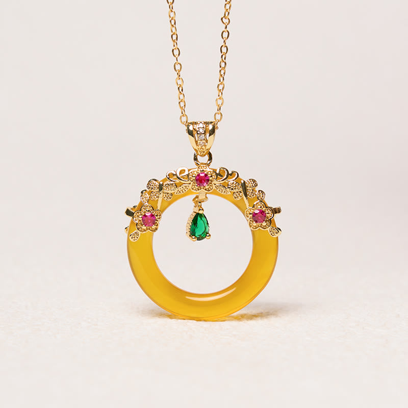 EverestArtstudios Green Chalcedony Peace Buckle Design Strength Necklace Pendant