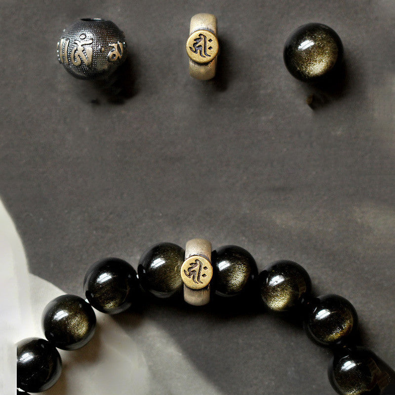Buddha Stones Chinese Zodiac Obsidian Purification Bracelet