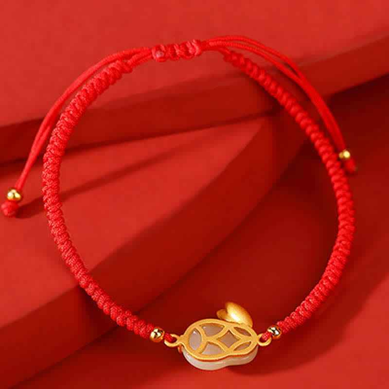 EverestArtstudios 925 Sterling Silver Year of the Rabbit Hetian White Jade Luck Red String Protection Bracelet