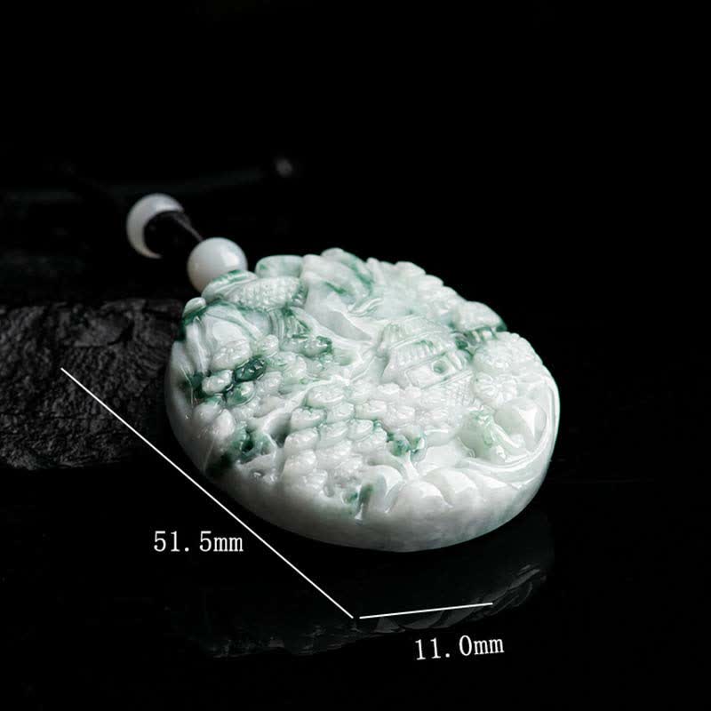 EverestArtstudios Mountain Landscape Jade Abundance String Necklace