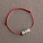 EverestArtstudios Three Beads Jade Luck String Weave Bracelet