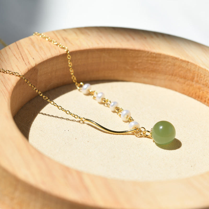 EverestArtstudiosNatural Hetian Jade Pearl Luck Bead Necklace Pendant