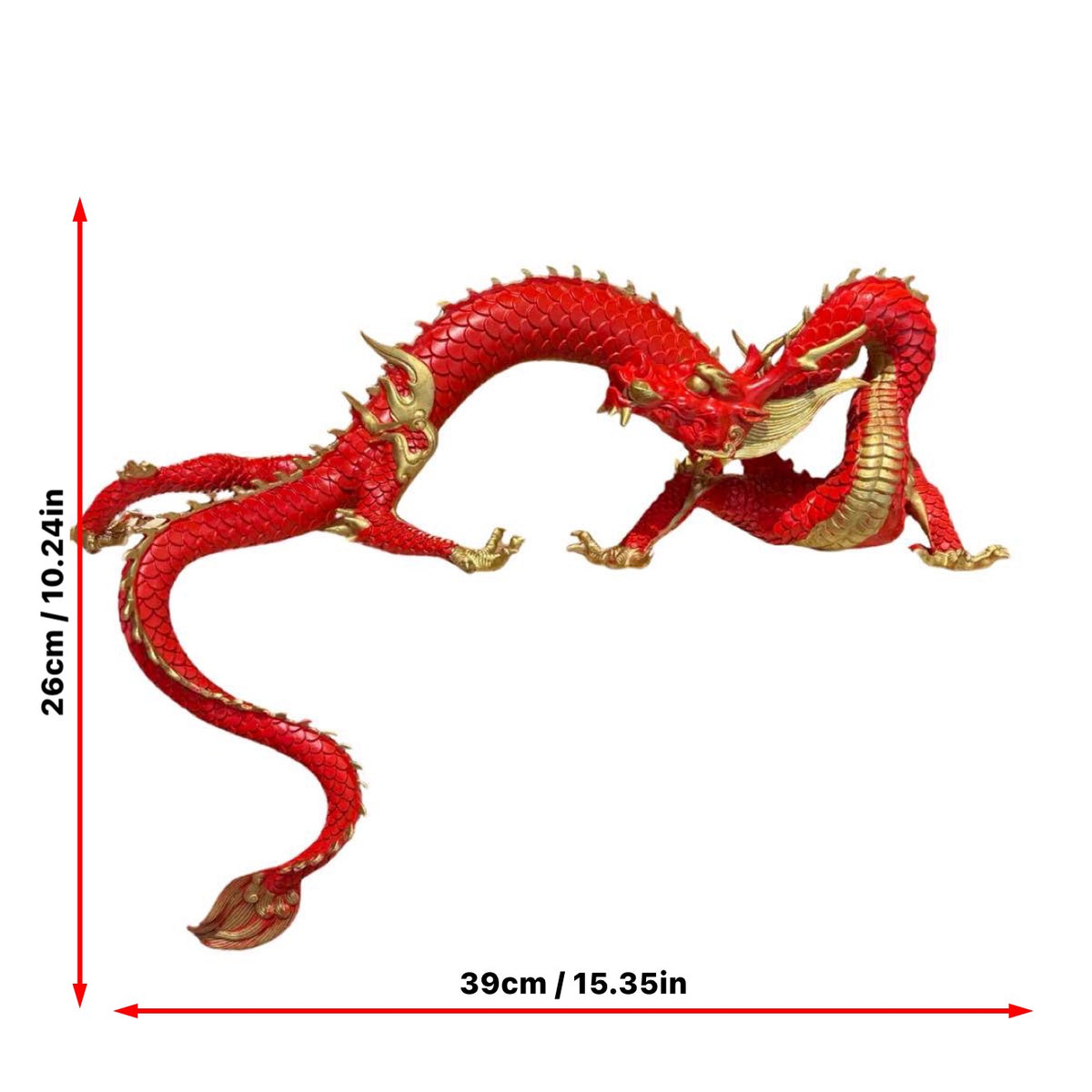 Handcrafted Red Brass Dragon Statue: Tibetan Feng Shui Decor
