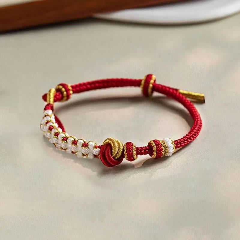 EverestArtstudios Handmade True Love Knot Peach Blossom Charm Luck Rope Bracelet