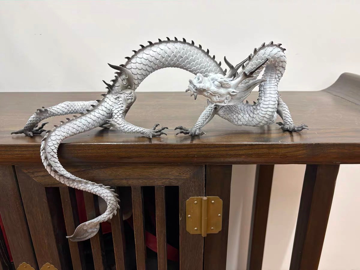 EverestArtStudios Multicolor Handcrafted Brass Dragon Statue: Tibetan Feng Shui Decor