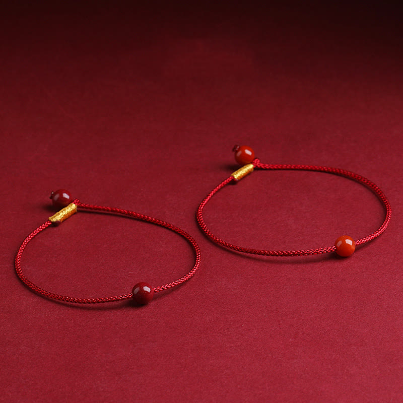 EverestArtstudios Natural Cinnabar Red Agate Blessing Red String Bracelet
