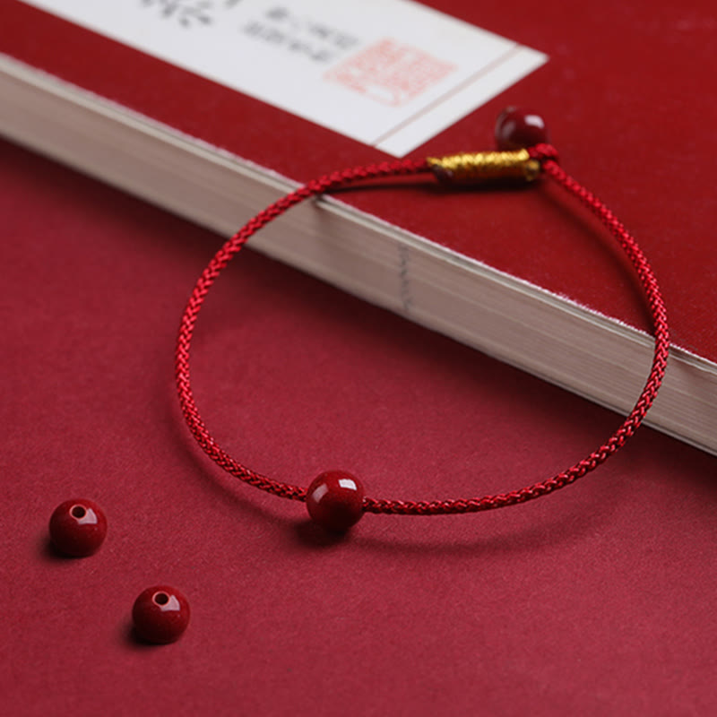 EverestArtstudios Natural Cinnabar Red Agate Blessing Red String Bracelet