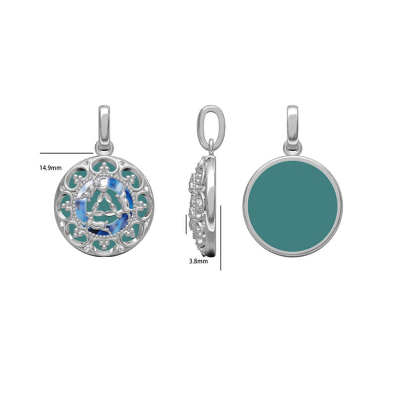 EverestArtStudios 925 Sterling Silver Round Turquoise Three Rabbits Balance Necklace Pendant