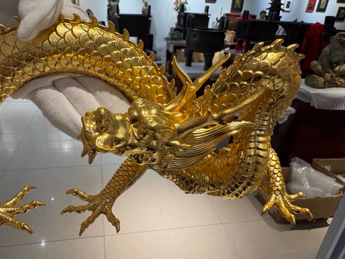 EverestArtStudios Multicolor Handcrafted Brass Dragon Statue: Tibetan Feng Shui Decor