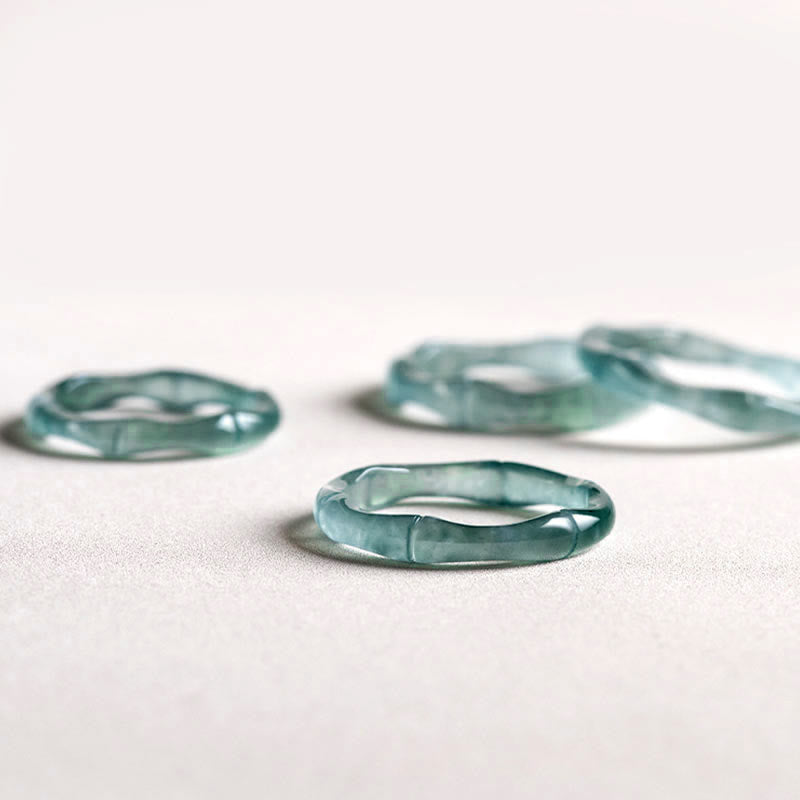 EverestArtstudios Natural Jade Bamboo Prosperity Abundance Ring