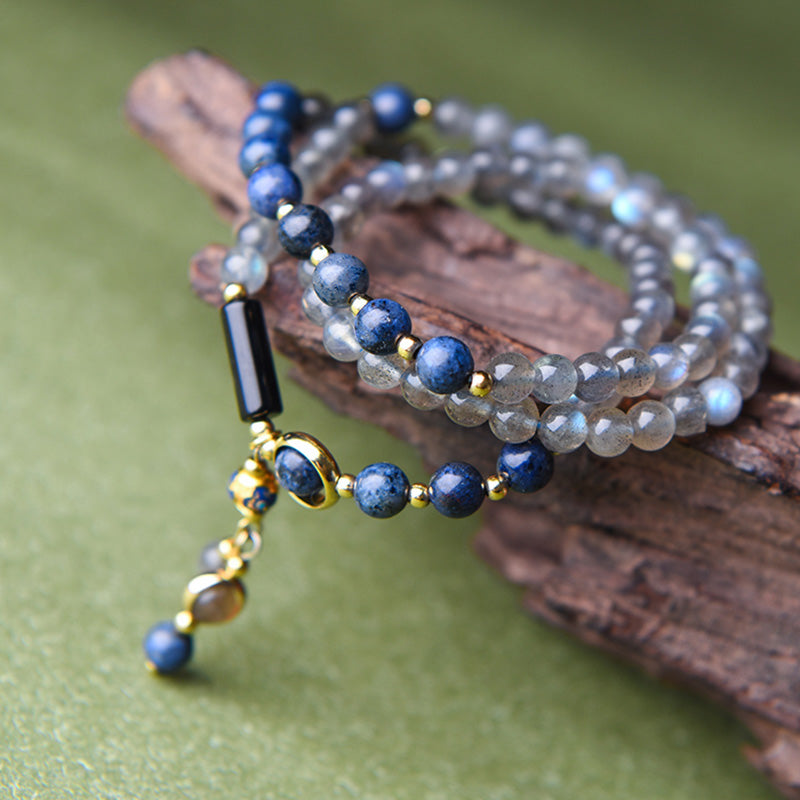 Buddha Stones Moonstone Lazurite Lapis Lazuli Calm Healing Positive Bracelet