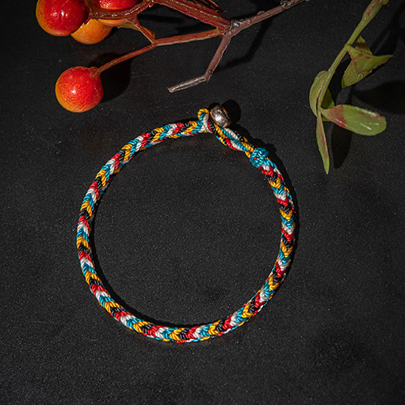 EverestArtstudios Tibet Handmade Five Color Thread Protection Braid String Bracelet