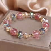 EverestArtstudios Natural Strawberry Quartz Colorful Crystal Positive Bracelet