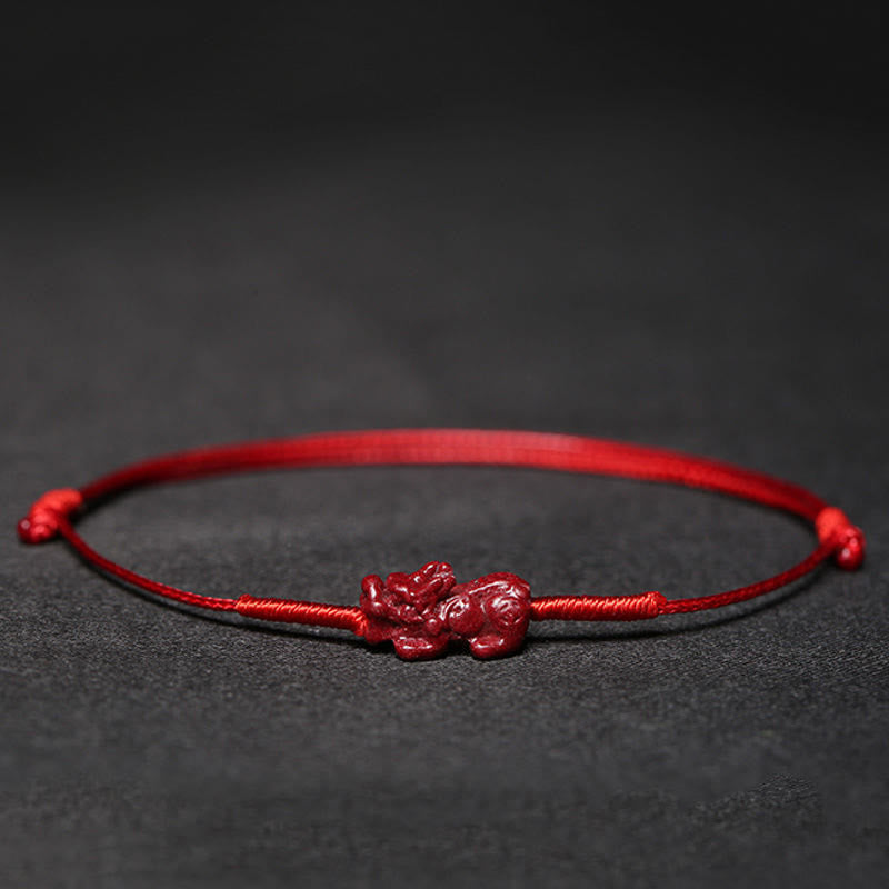 EverestArtstudios Handmade Plum Blossom Four Leaf Clover PiXiu Lotus Koi Fish Cinnabar Blessing Braid Bracelet