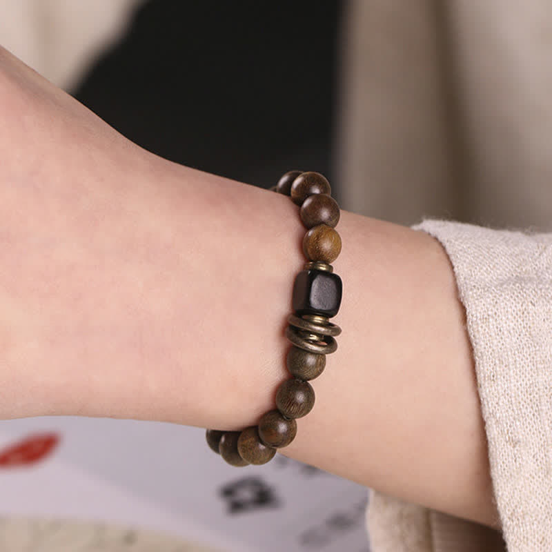 Buddha Stones Tibetan Green Sandalwood Crystal Soothing Peace Bracelet