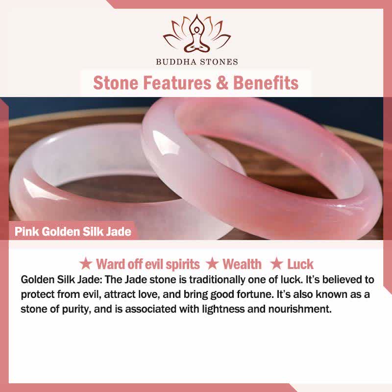 EverestArtstudiosPink Golden Silk Jade Lotus Flower Wealth Necklace Pendant