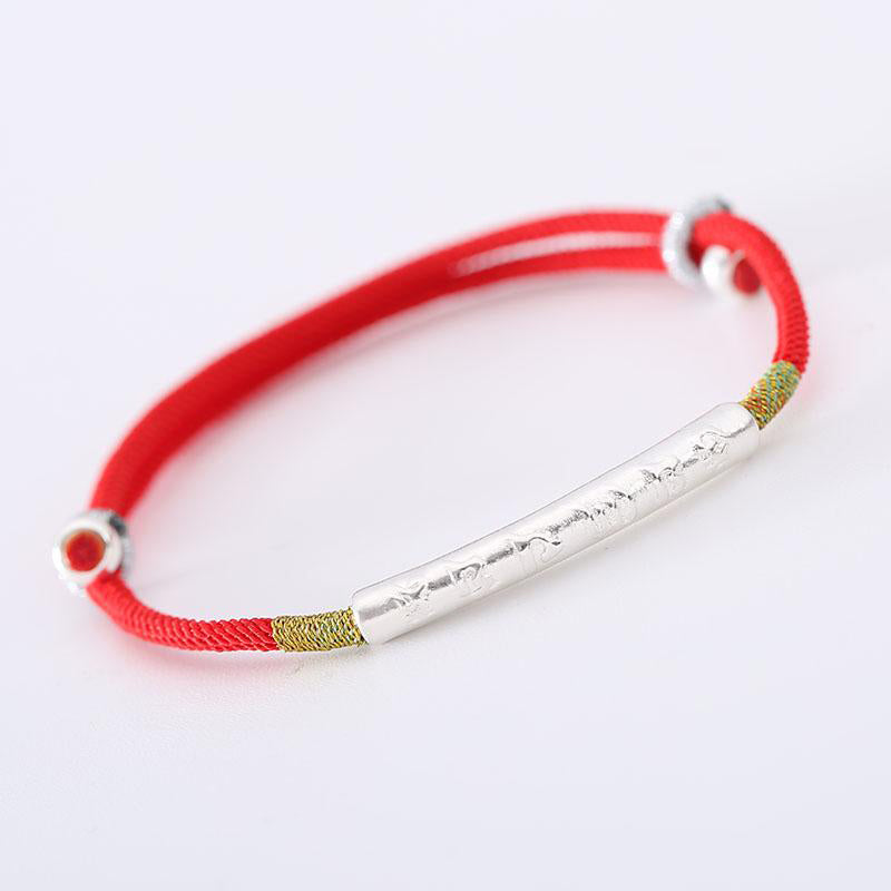 EverestArtStudios Tibetan Buddhist Handmade Mani Mantra Lucky Red String Bracelet